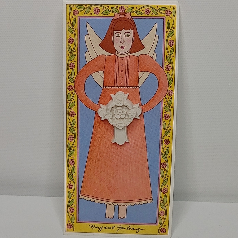Margaret Furlong Cross Pin Circle Of Roses Bisque Porcelain Vintage 1998 New